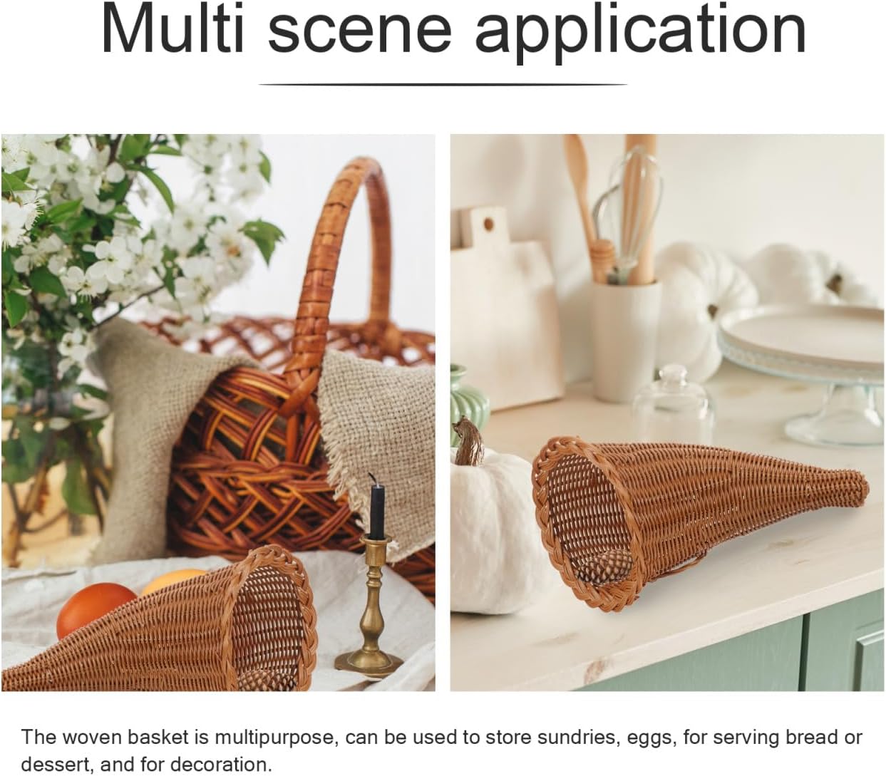 Gadpiparty Large Cornucopia Basket Wicker Grapevine Fall Basket Snack for Thanksgiving Christmas Harvest Table Centerpiece Party Decorations