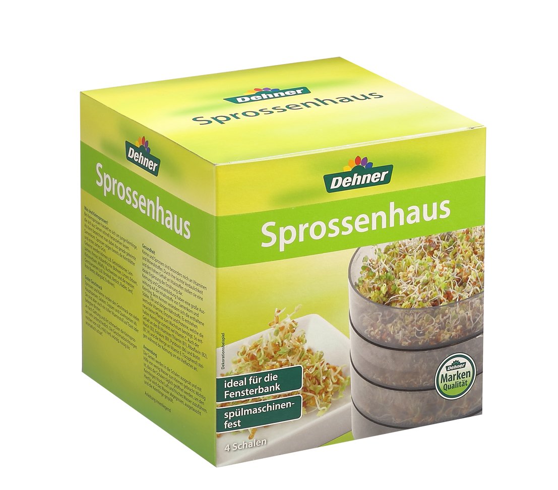 Dehner Sprossenhaus, para el cultivo de brotes de gérmenes, con 4 cuencos.