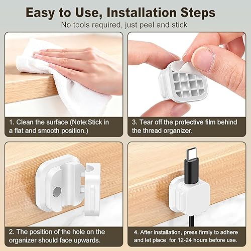 Miniatura 5 de Paquete de 10 organizadores de cables, organizadores magnéticos de cables USB para escritorio, automóvil, hogar y oficina (blanco)