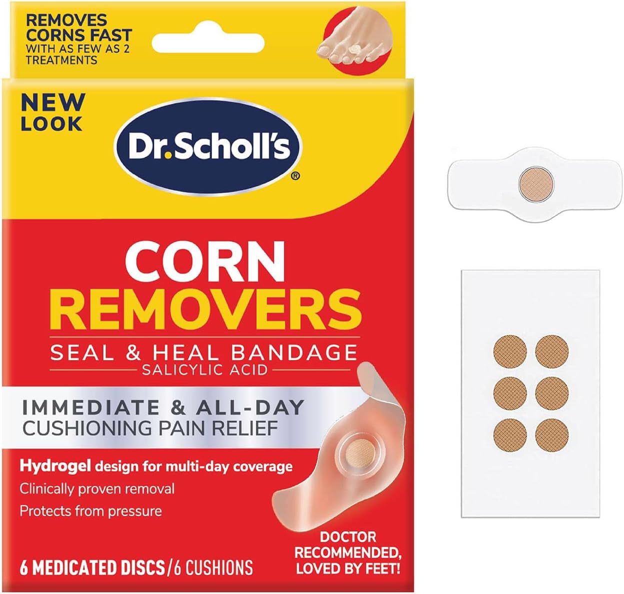CORN REMOVERS Seal & Heal Bandage with Hydrogel Technology, 6 ct // Removes Corns Fast And Provides Cushioning Protection Against Shoe Pressure And Friction For All-Day Pain Relief