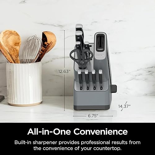 Miniatura 5 de Ninja Foodi NeverDull - Juego de cuchillos de cocina de 10 piezas con bloque afilador integrado, cuchillas de acero inoxidable, colección de