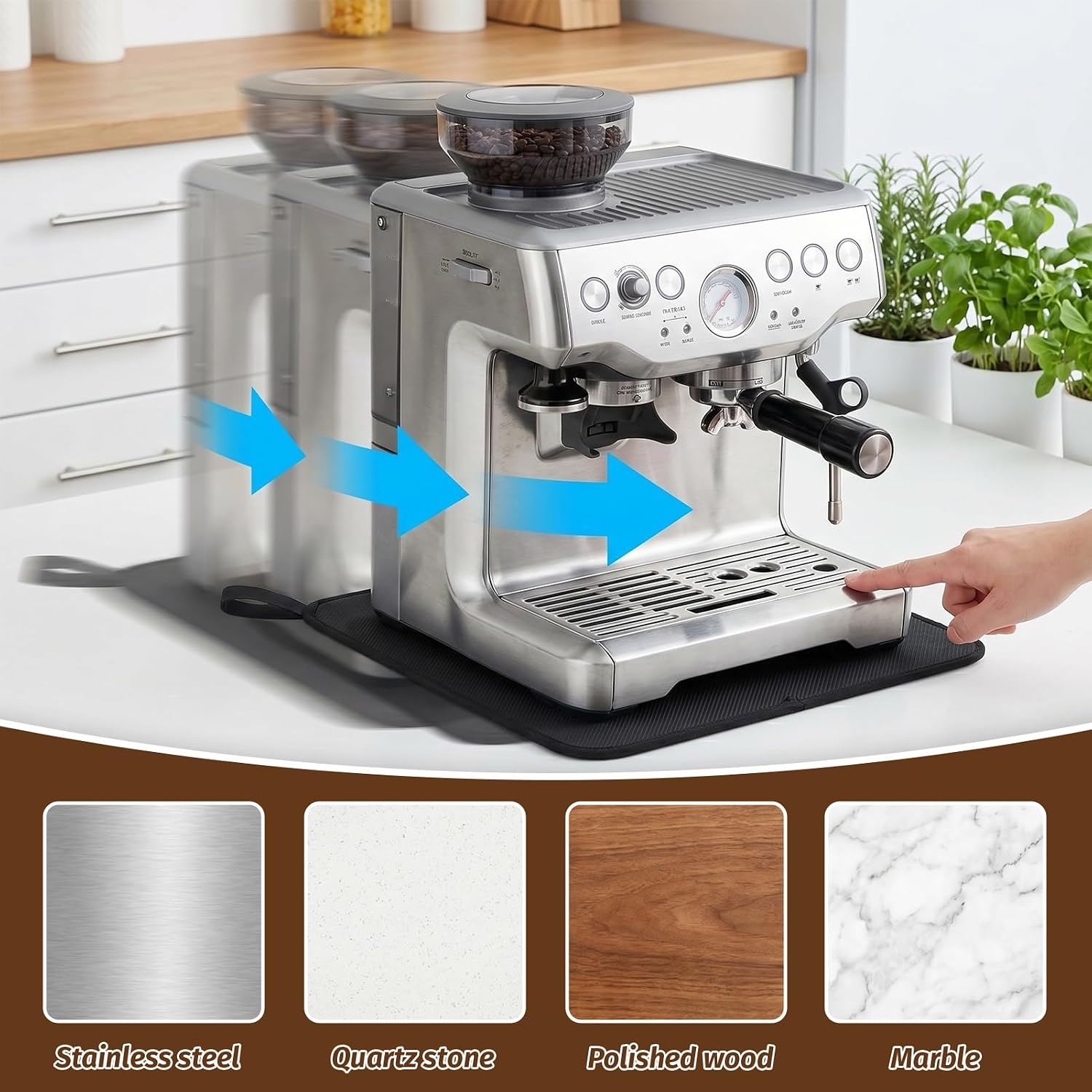 Large Sliding Mat for Breville Espresso Machine 870XL, 13.7 x 12.6 Inches