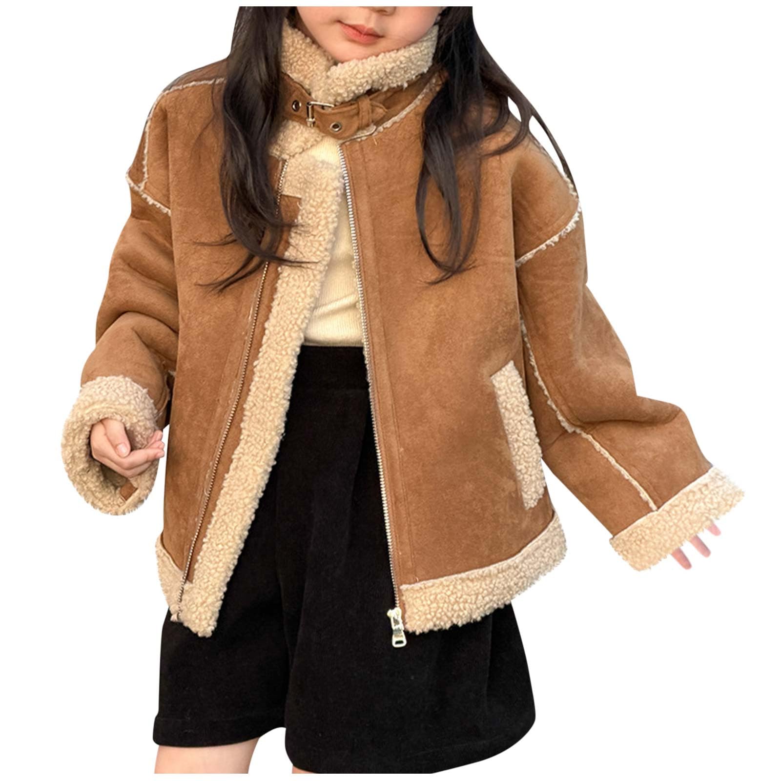 Giacche in finta pelle scamosciata per bambini, foderate in pile, cappotto caldo e soffice, cappotti in pelle di orsacchiotto, invernali, calde, comode, morbide, giacche scolastiche, abbigliamento