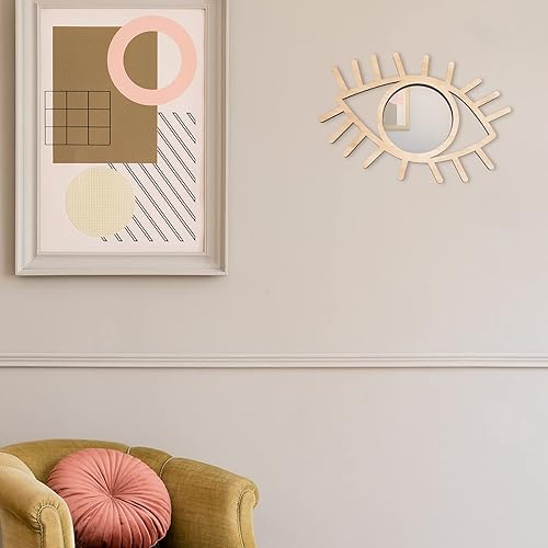 Miniatura 3 de Wesiti Decoración de pared contra el mal de ojo, espejo de ratán decorativo bohemio de madera, arte de pared hecho a mano con ojo de luna para sala