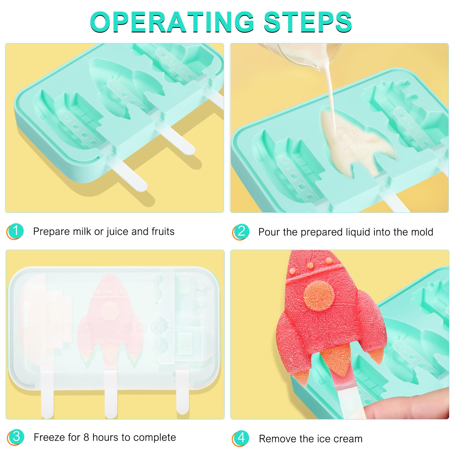 2 Pièces Moules à Glace Silicone Réutilisables avec Couvercles Formes Animaux et Véhicules Moules pour Esquimaux DIY Faciles à Démouler et Nettoyer Sécurité Alimentaire