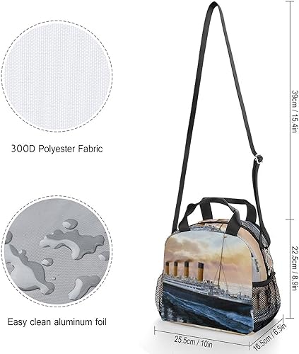 Miniatura 2 de Retro Titanic Famous Old Historic - Bolsa de almuerzo reutilizable con correa para el hombro para hombres y mujeres