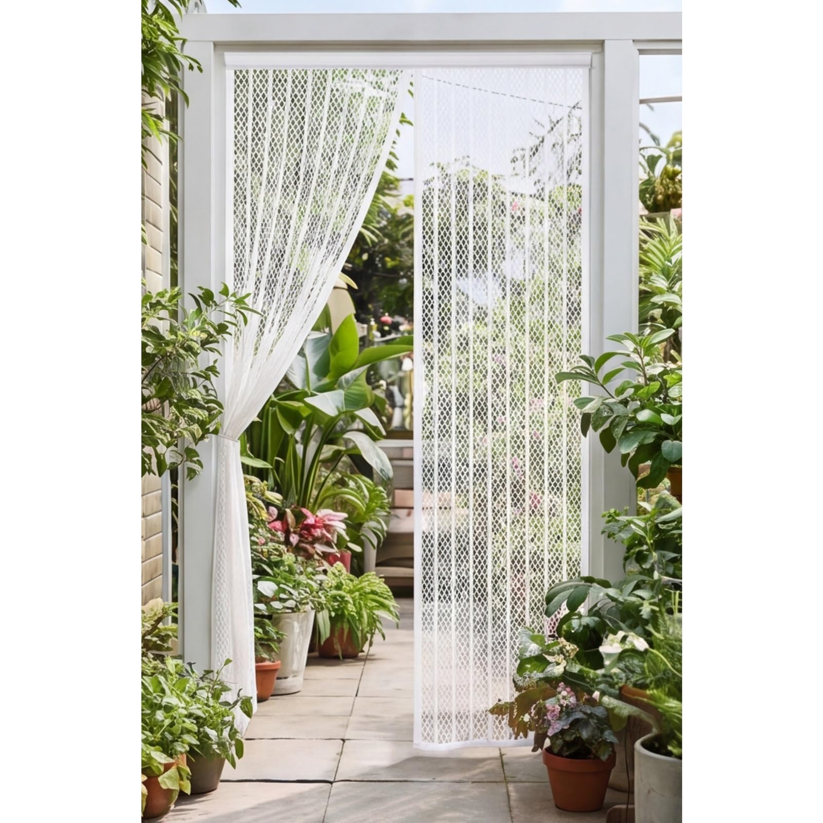Yxrs White Fly Screens Doors 243 X 209 Cm Frame Hook & Loop Hundreds Of Sizes Duty Door Screen With Powerful Magnets Keeps Bugs Out Easy To Install Without Drilling,