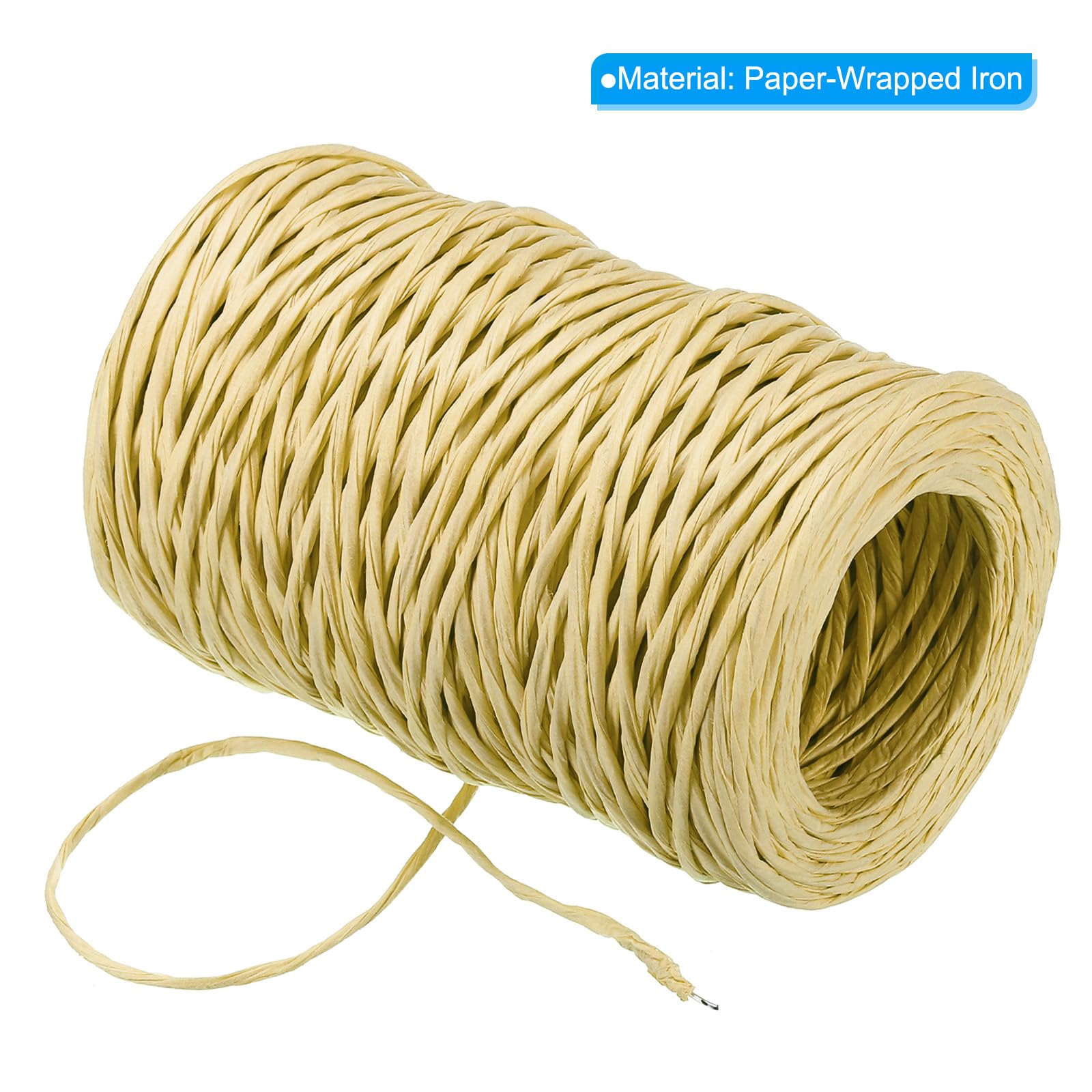 PATIKIL 164 Piedi Floreale Rilegatura Filo Metallico Avvolgimento Spago, 2 Rotoli 2mm Fioraio Ferro Carta Coperto Vite Confezione Rilegatura Filo Metallico per Fiore Bouquet, Chiaro Giallo