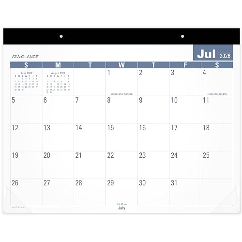 AT-A-GLANCE Desk Calendar 2026-2027 Planning Pad, Academic 12-Month July-June, Monthly,