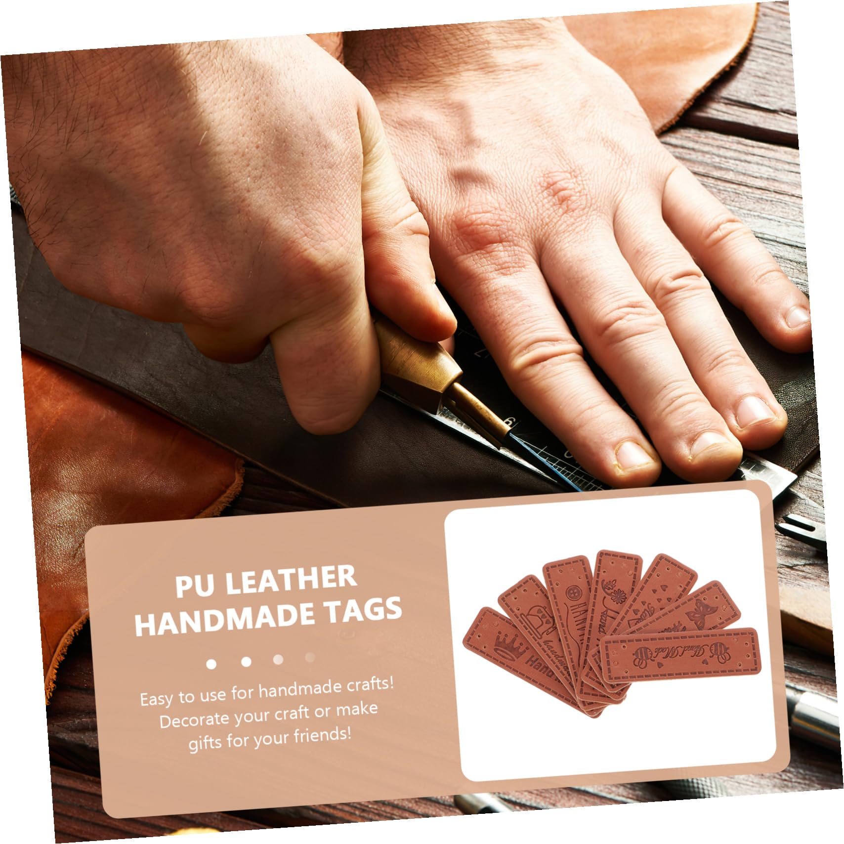 SEWACC 420pièces Étiquettes Cuir Pu Fait Main Avec Trous Pour Bricolage Accessoires De Couture Pour Vêtements Et Projets De Création