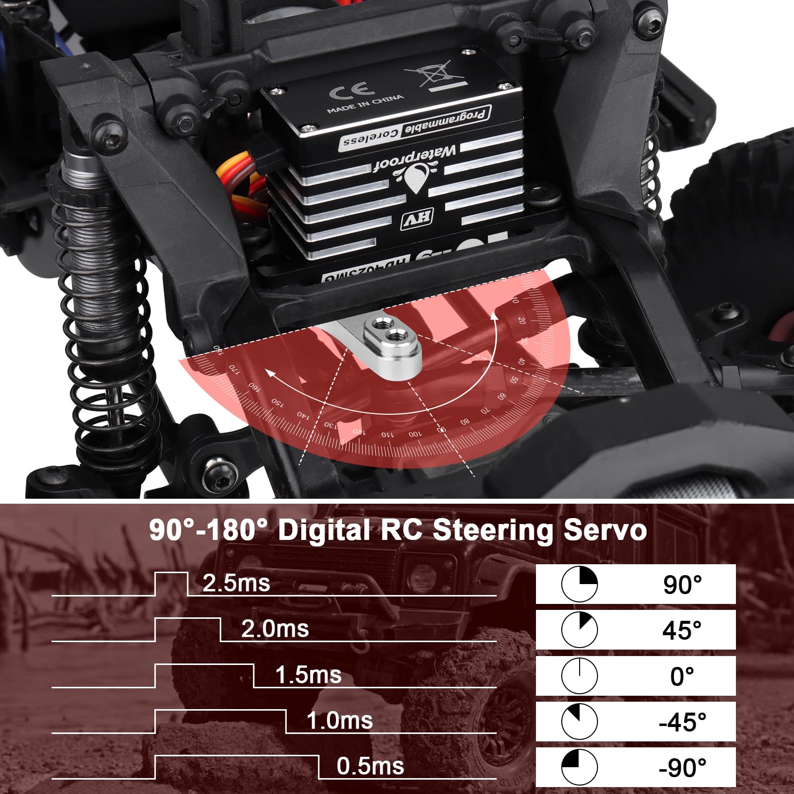 HobbyPark Impermeabile 40kg Digital High Torque RC Servos Coreless Motor RC Sterzo Servo Dimensioni Standard Full Metal Ingranaggi In Acciaio Inox Cassa in Alluminio per 1/8 1/10 RC Auto Camion