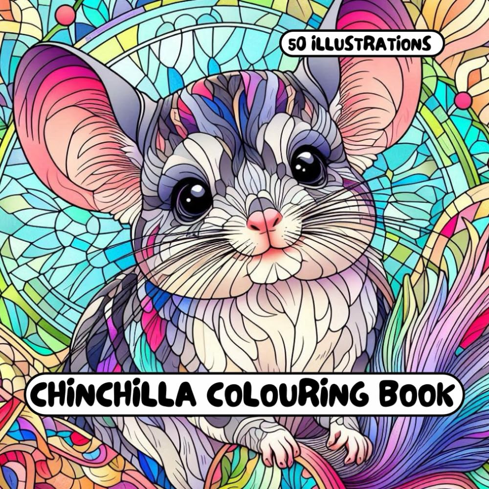 Chinchilla Colouring Book: for Adults & Kids - 50 different illustrations - 8.5 x 8.5 size