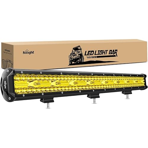 Nilight LED Light Bar 26 Inch 540W Yellow Flood Spot Combo Triple Row Driving Lamp Roof Bumper Off Road LED Work Lights Pods for Van Camper Wagon Car Pickup Golf Cart ATV UTV SUV Truck Boat 4x4