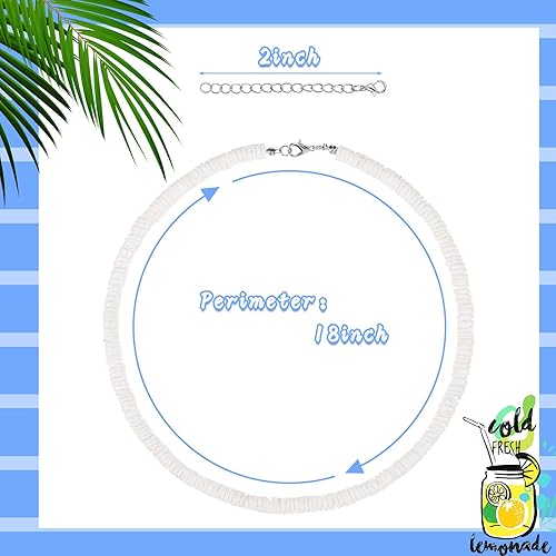 Miniatura 2 de WILLBOND Collar de concha de puka para hombre y mujer, collar de concha blanca con cuentas de concha y cadena de extensión, 3 piezas