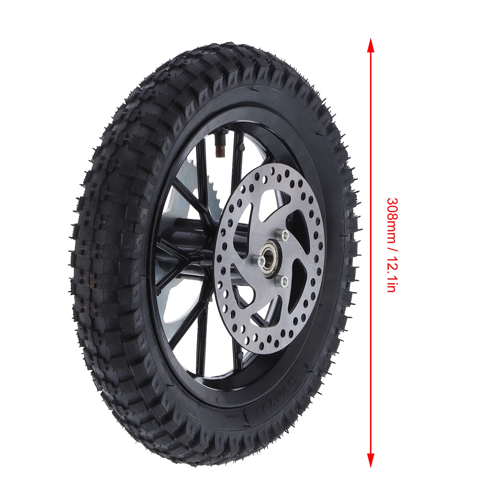 Ruota Posteriore Dirt Bike, 12,5 X 2,75 Pollici Gomma + Pneumatico Ruota Posteriore Posteriore in Metallo per Coolster 2 Tempi Mini Dirt Bike QG-50