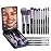 BS-MALL Travel Makeup Brush Set Foundation Powder Concealers Eye Shadows Makeup Set with LED light Mirror 14 Pcs (Purple)