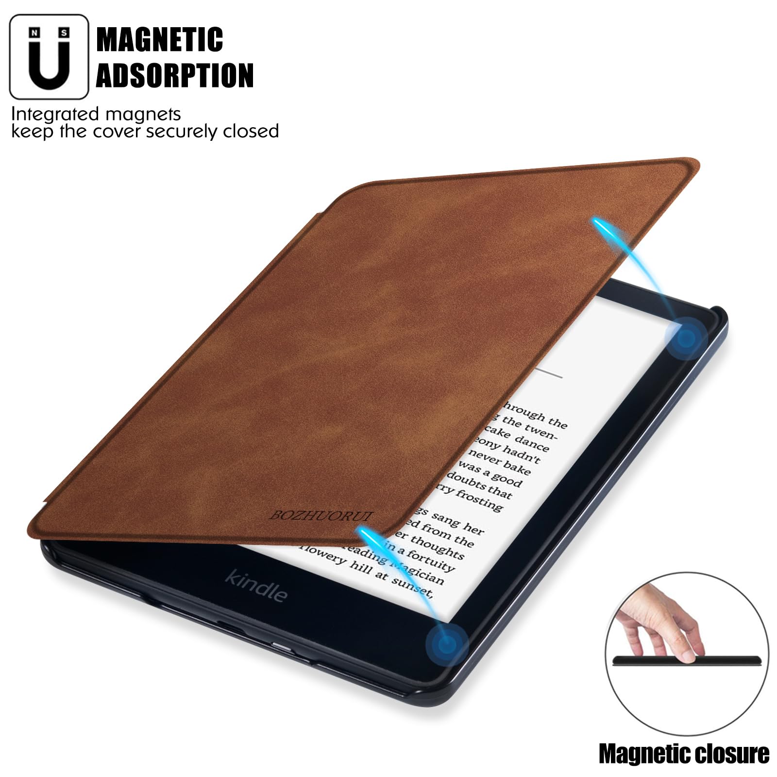 Étui fin pour Kindle Paperwhite 10e génération | avec mise en veille/réveil automatique | fin et léger | Coque arrière rigide | Housse de protection en cuir synthétique pour Paperwhite 2018