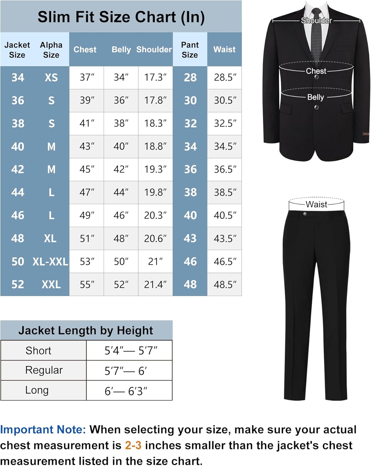 AMY ZHU Men's Suit Slim Fit 3 Piece – 2 Button Solid Blazer Vest & Dress Pants Set Suits for Men Prom Wedding & Business