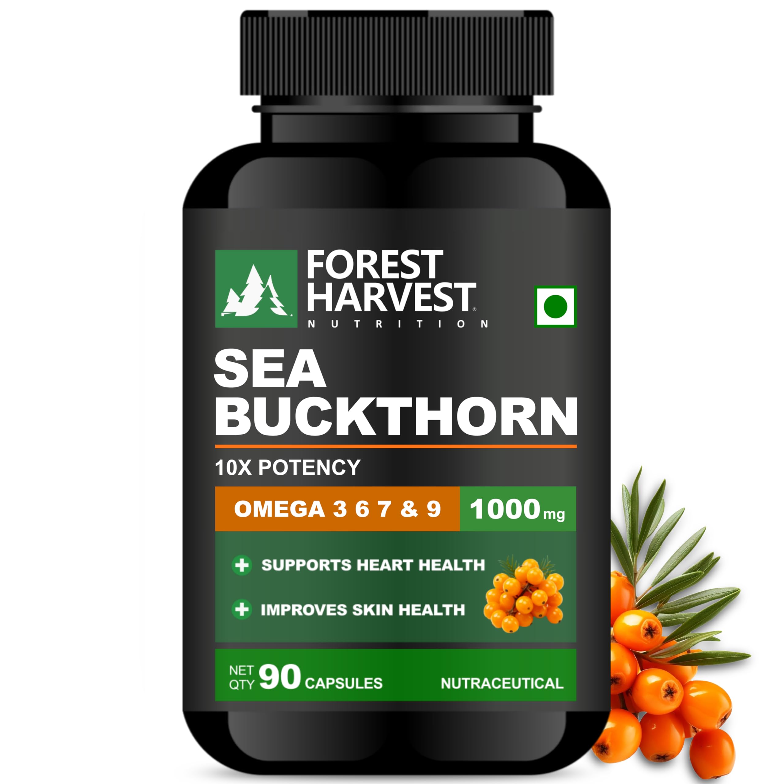 Forest Harvest Sea Buckthorn Extract | 10X Potency | 1000 mg Per Serving | 90 Capsules | Skin, Immunity & Heart Health Support-image-4