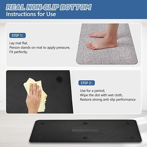 Miniatura 6 de Ergohead Tapete antideslizante de 78 pulgadas, antifatiga para cocina, tapete ergonómico y cómodo de pie, impermeable para el hogar, cocina,