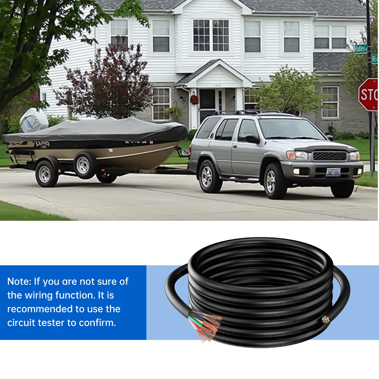 Snapklik.com : Gubrdfrsod 25 FT Heavy Duty 14 Gauge 7 Way Trailer Wire ...