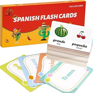 Ceiba Tree Spanish Flash Cards 100 English to Spanish Verb Conjugation Phrases Adjectives Colors Educational Bilingual Flashcards Learn Español for Kids Adult Beginners Toddlers Grade School Classroom