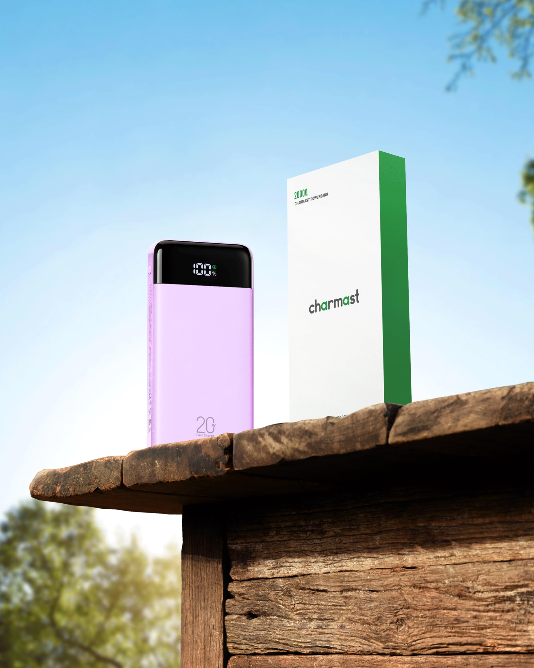 Charmast Batterie externe avec câbles intégrés, 22,5 W, 20 000 mAh, charge rapide