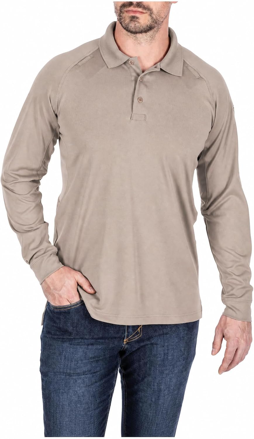 5.11 Tactical Men's Performance Long Sleeve Work Polo, 100% Polyester Fabric, Style 72049/72049T
