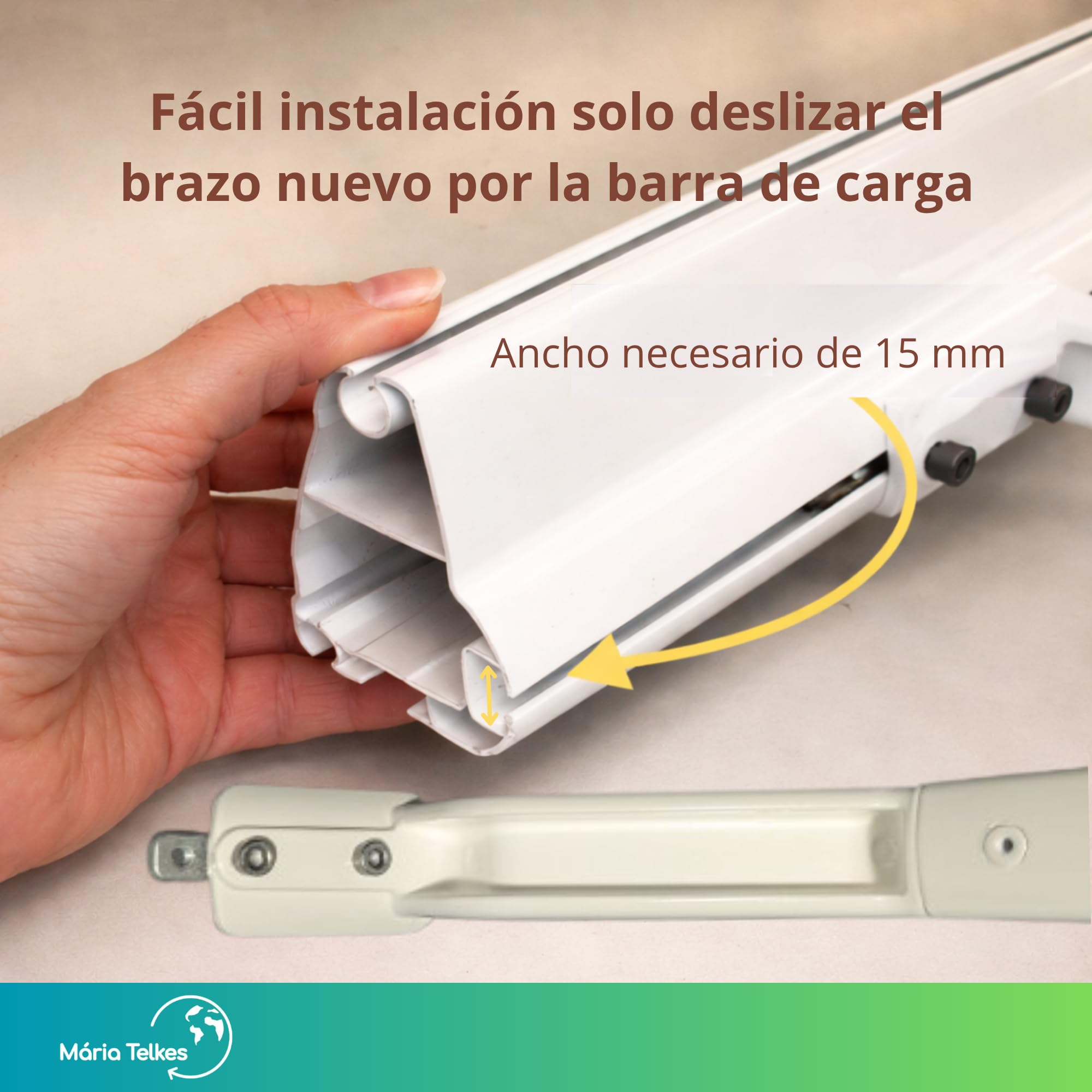Juego Brazos de Toldo Blanco Punto Recto 100 centímetros | Brazos para Pared Ventana Balcón Exterior | Recambio Resistente | Toldo Aluminio Lacado Alta Durabilidad (100 Cm, Blanco)