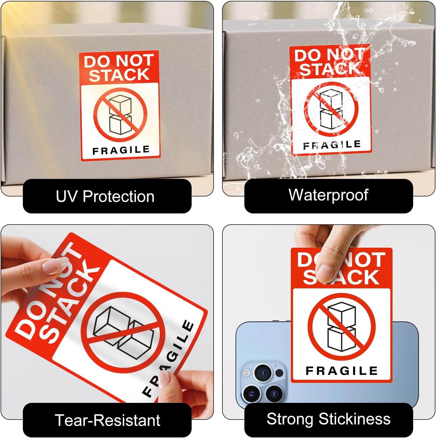 4 x 3 Inches Do Not Stack Labels 500 PCS Fragile Stickers for Shipping Moving Packing Strong Adhesive Label Sticker