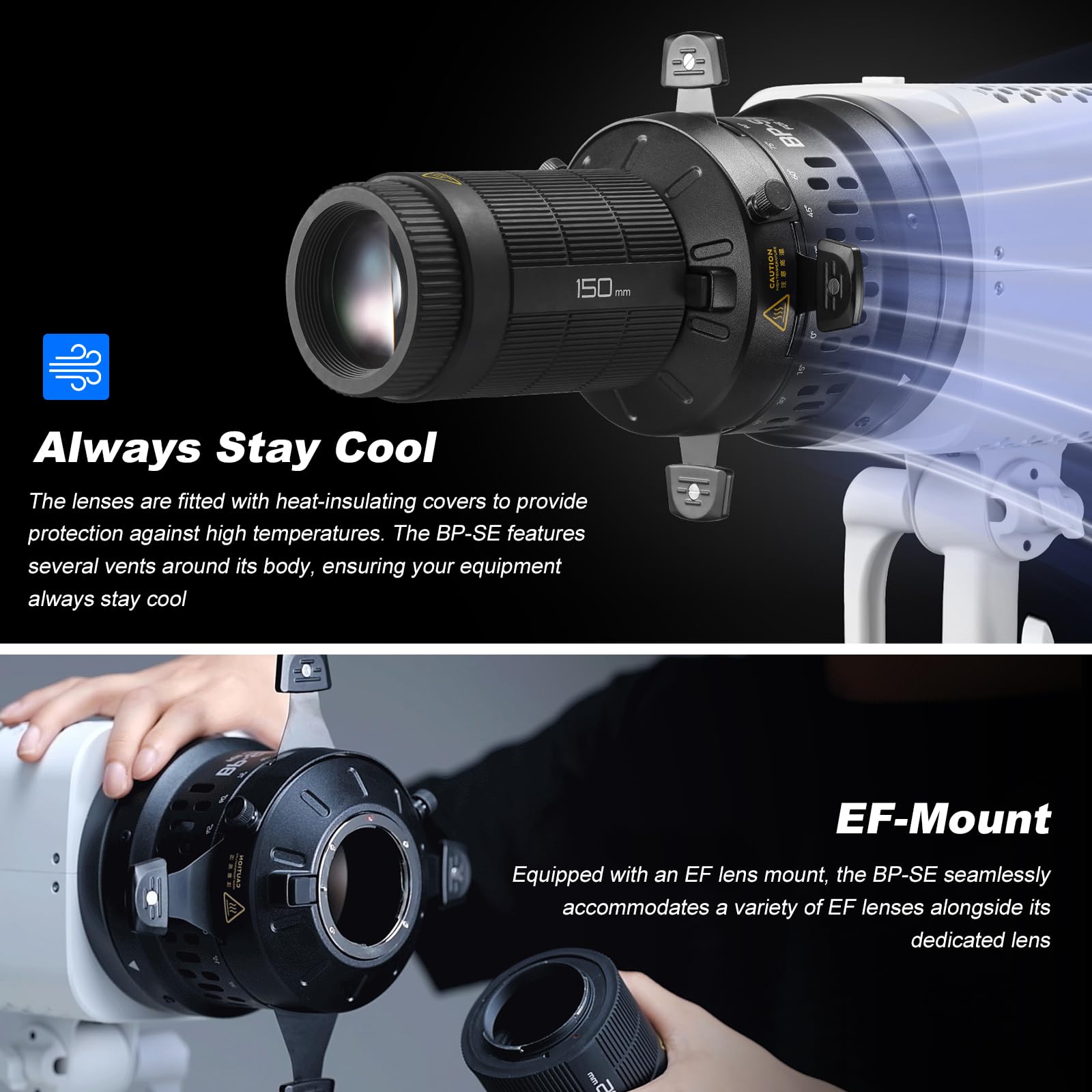 GODOX BP-SE LED Projection Attachment, Bowens Mount Snoot Spotlight GOBO Proiettore (BP-SE150)