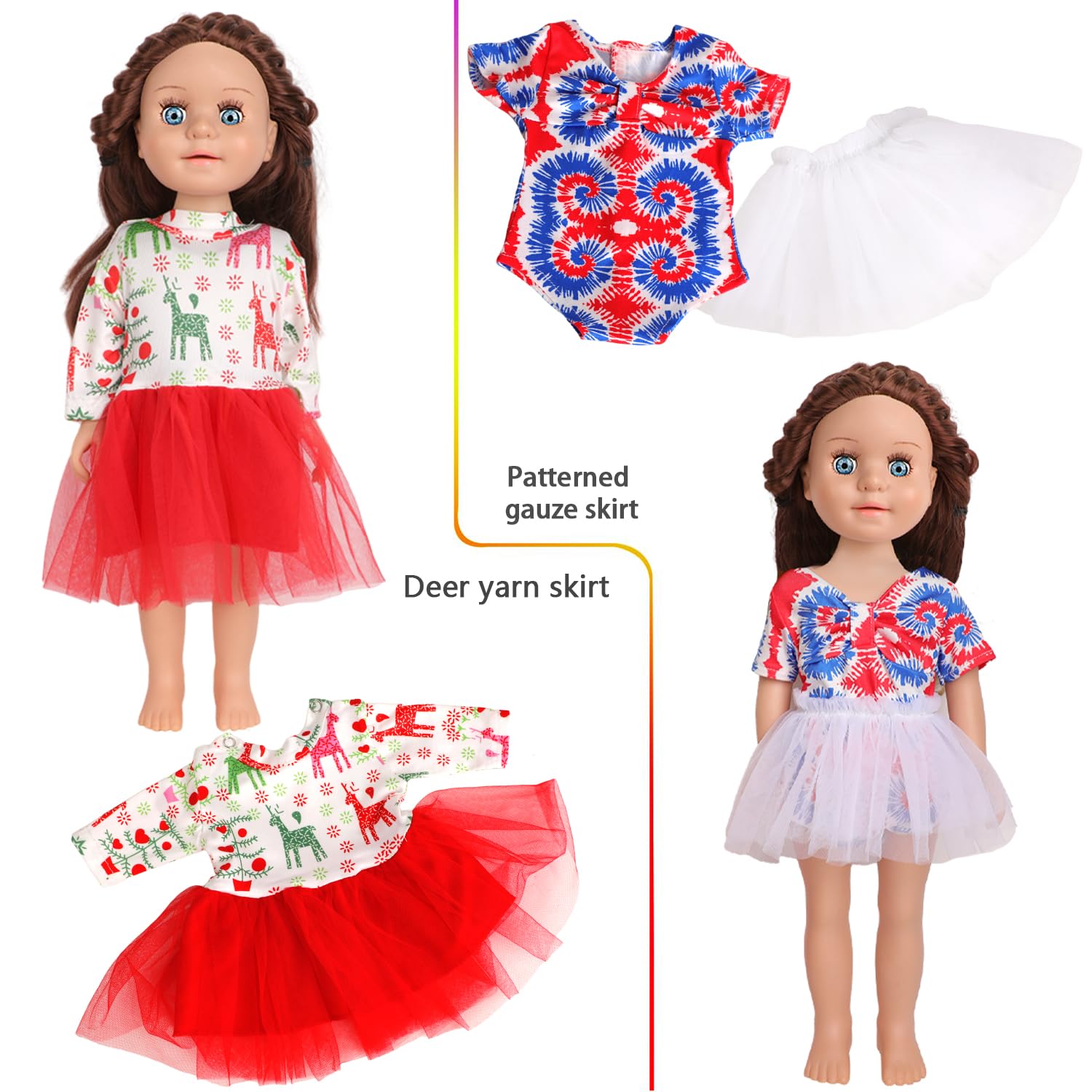 10 ensembles de vêtements de poupée américaine de 45,7 cm, y compris 10 vêtements de poupée, tenues habillées pour poupées américaines, cadeaux d'anniversaire pour enfants