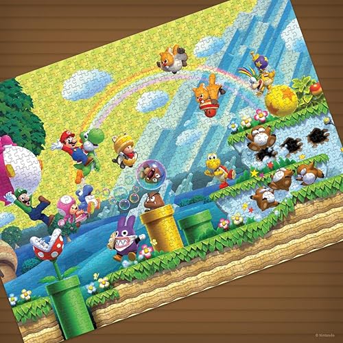 Miniatura 6 de Rompecabezas de 1000 piezas de Super Mario "Chaos & Fun", dimensiones de 19 x 27 pulgadas, rompecabezas coleccionable con Mario, Luigi, Nabbit y