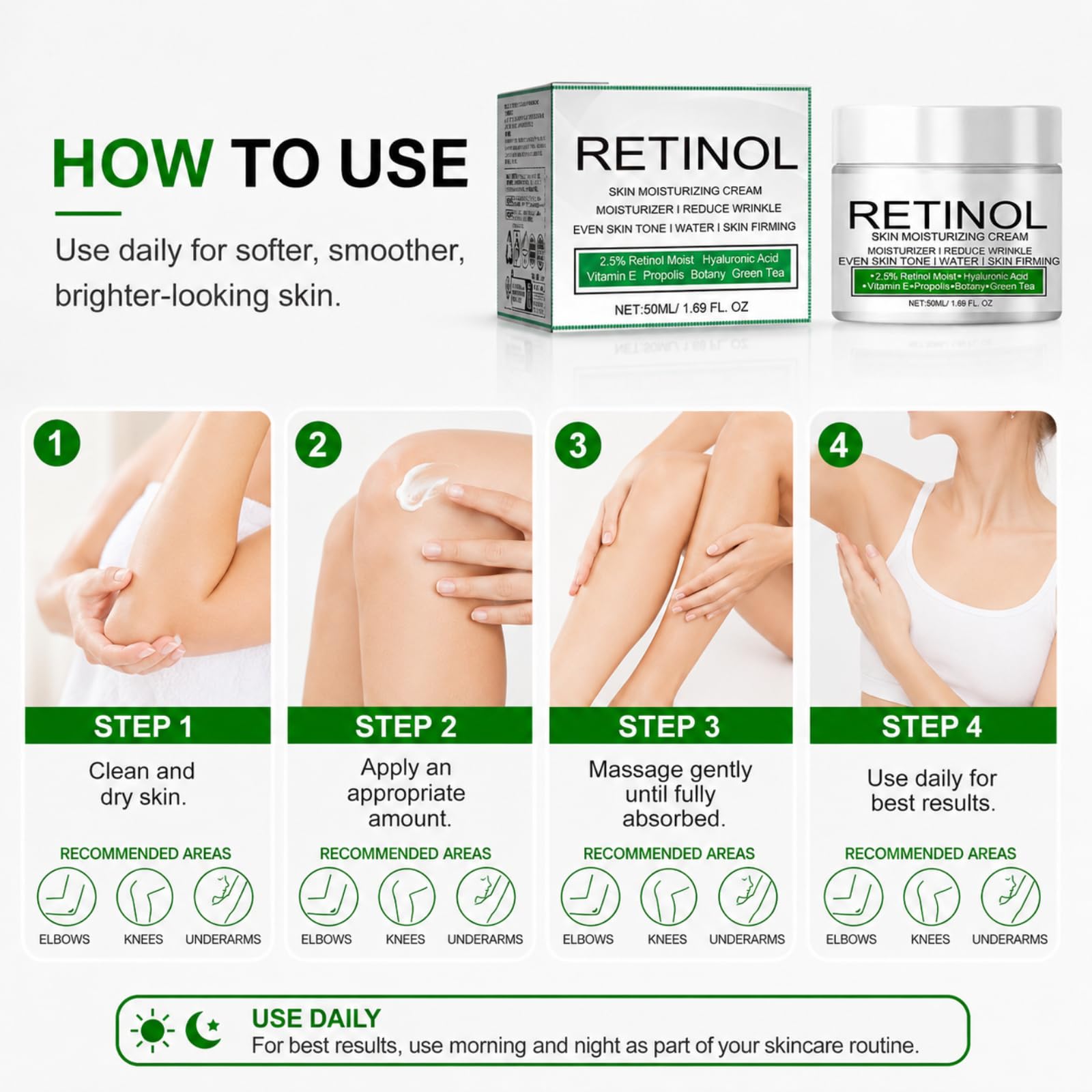 Brightening Retinol Cream Nourishes, Fades Dark Spots for Body Joints | Retinol Multi-Purpose Moisturizer for Body Dark Spots, Nourishes Repairs & Brightens Knees, Armpits and Intimate Areas