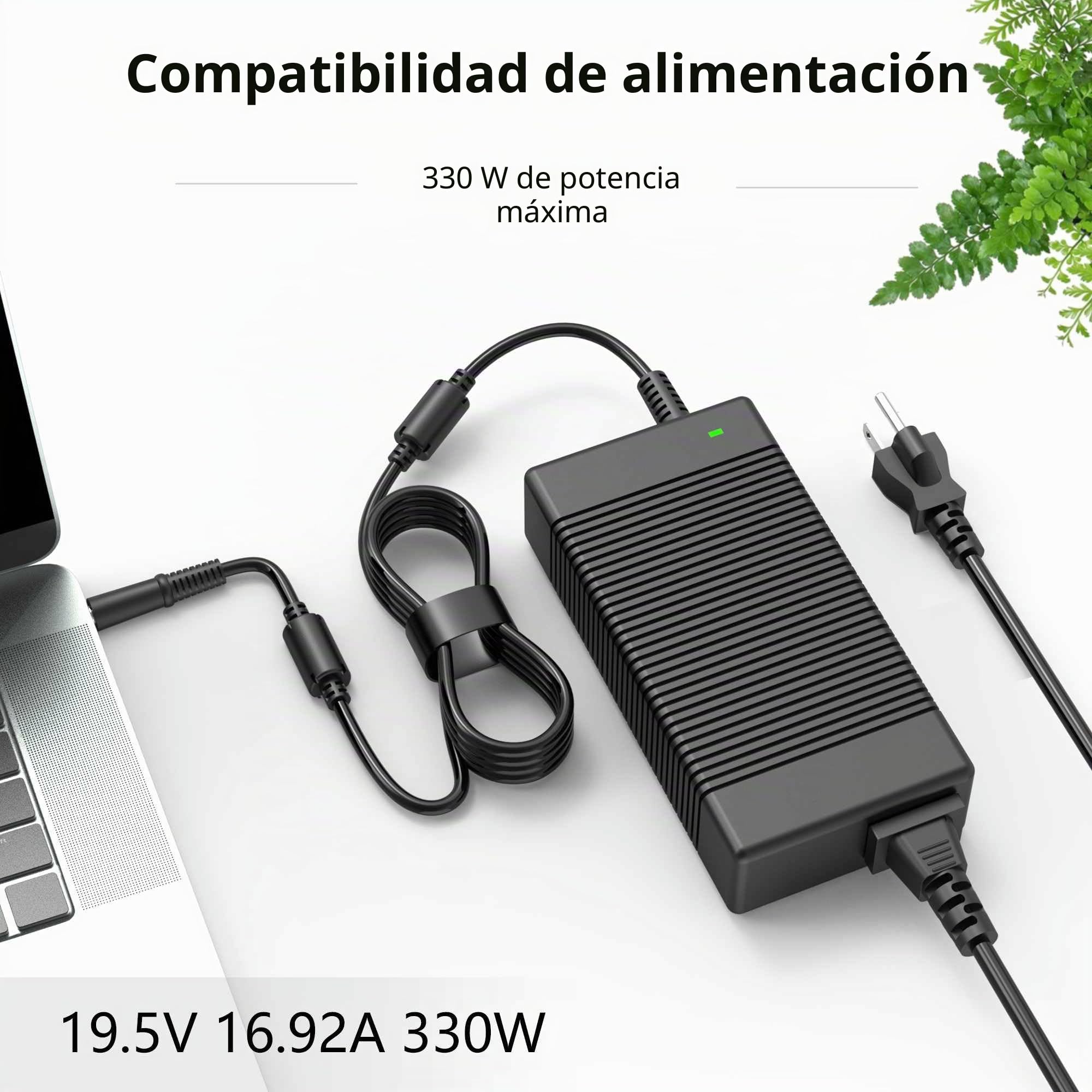 330W 16.92A 19.5V LA330PM190 Cargador CA para Dell G15 G16 5530 7630 7620 Alienwar Area-51m X51 M18x X17 M17 DA330PM190 DA330PM111 LA330PMM. 160 Cable adaptador para la alimentación del ordenador port