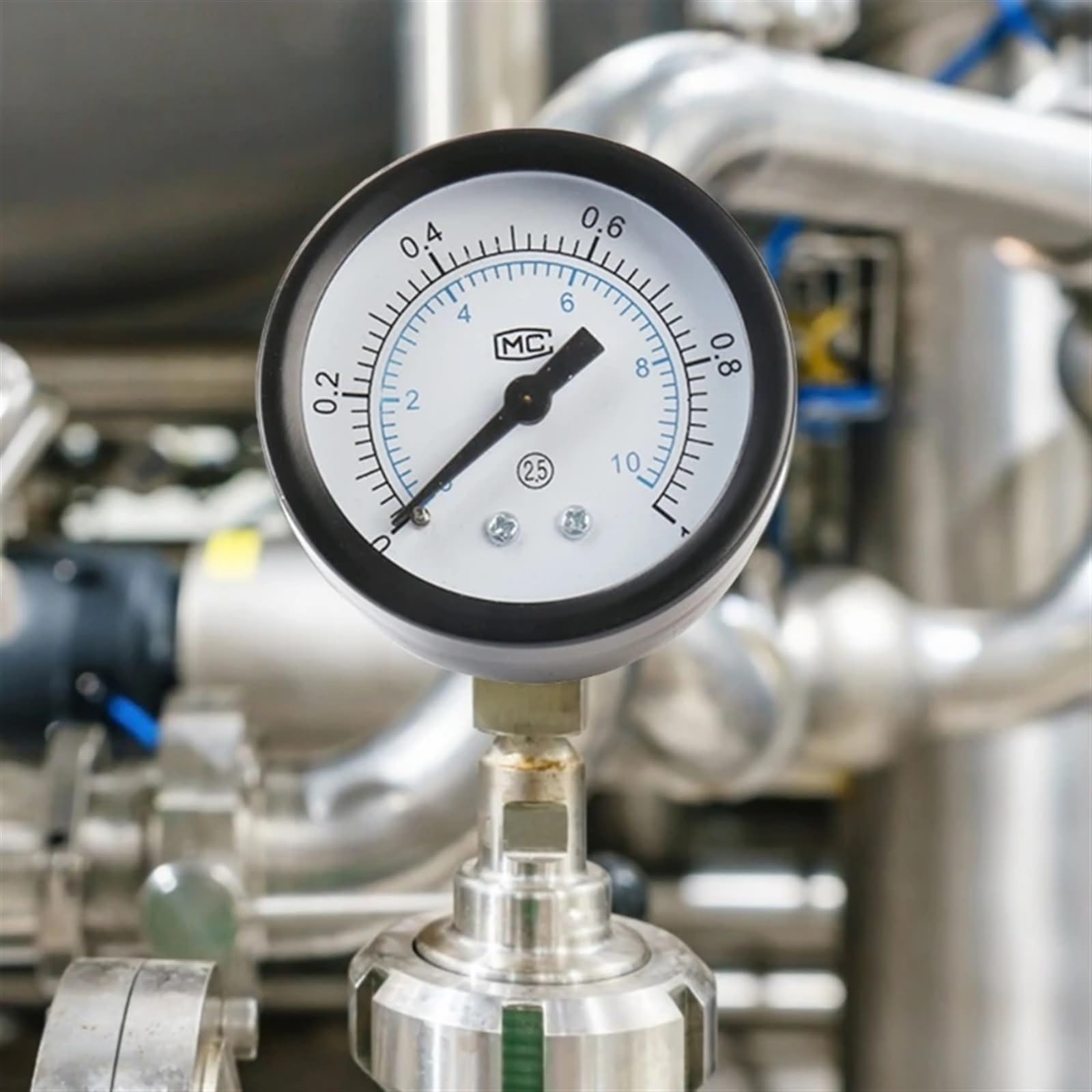Manometro per Pressione dell'Aria da 1/4" per compressore d'Aria, Fluido Idraulico Pneumatico, gusci di Ferro, manometro per Pressione in Bar