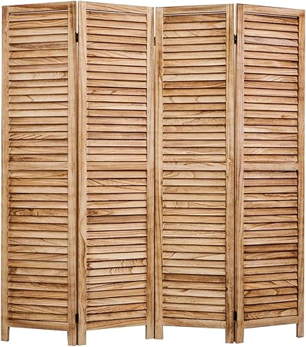 Miniatura 5 de Legacy Decor Divisor de habitación de 8 paneles de madera de longitud completa persianas Louver Brown