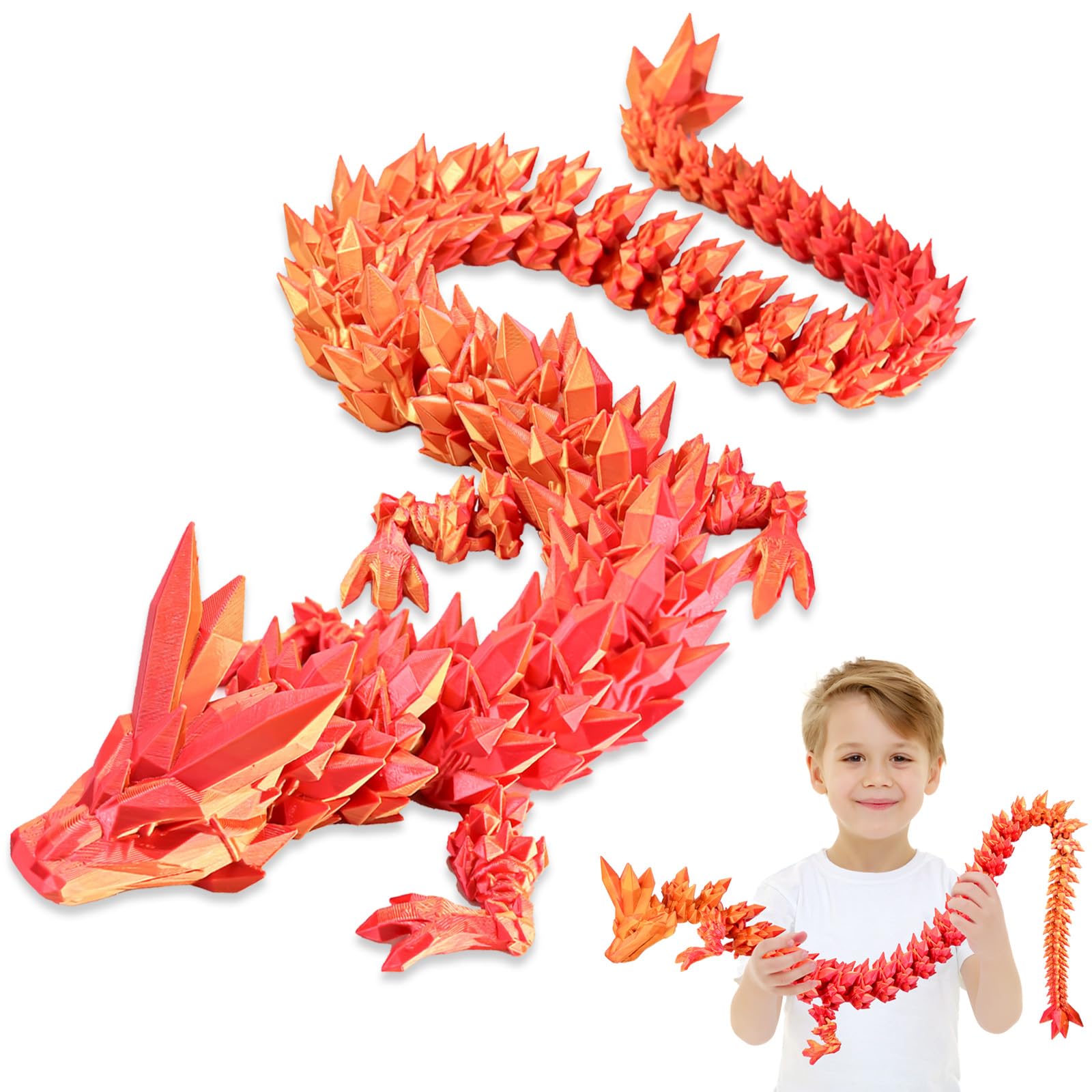 LOCYFENS 30 Inch Large 3D Printed Dragon 76cm Long Fidget Toy Gift Decor