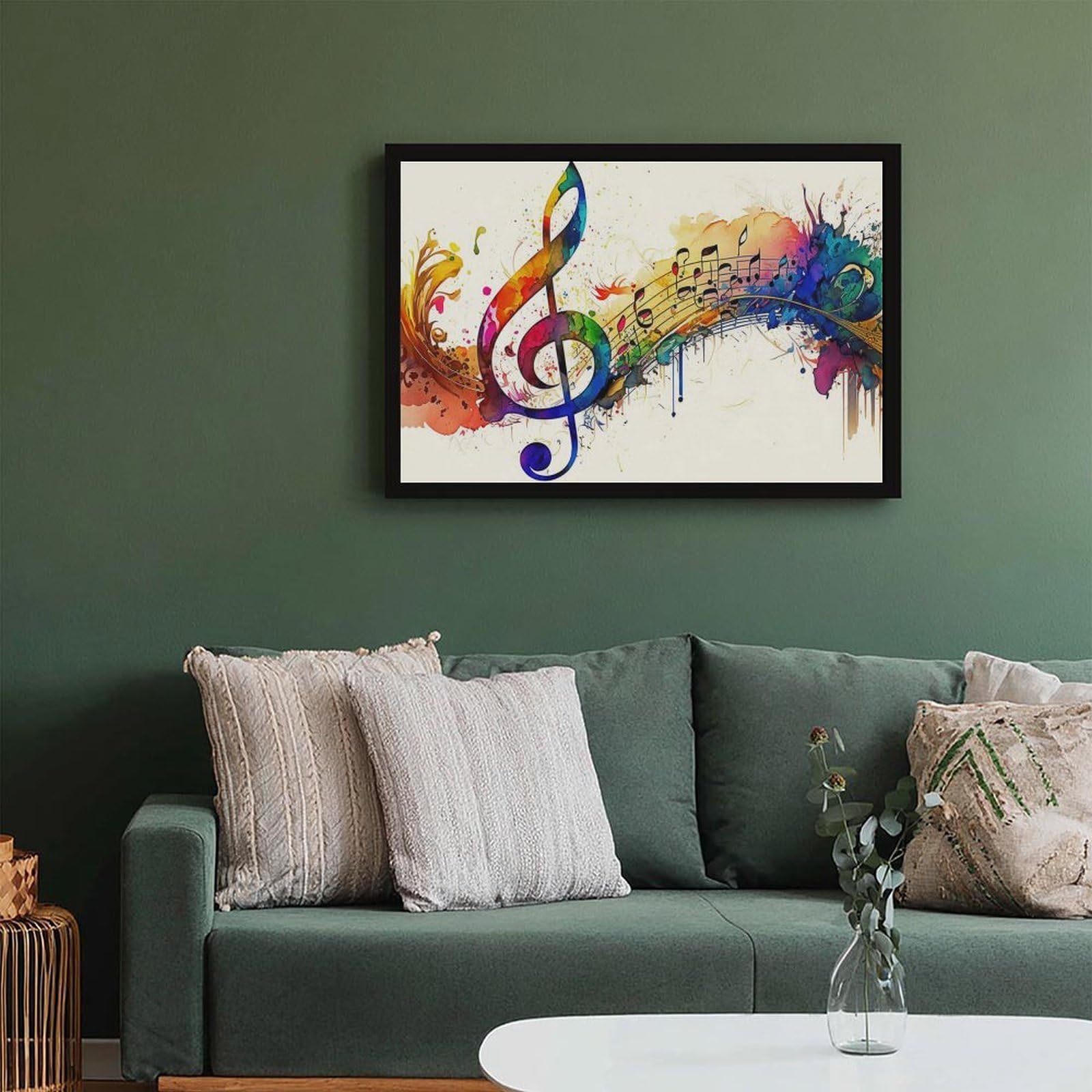 Musica da parete con note musicali, poster su tela, decorazione per camera da letto, ufficio, stanza, regalo, 61 cm L x 91,4 cm W