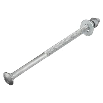 1/2" x 10" 25 Pack Galvanized Carriage Bolt Kit Grade 307A Includes 1/2" USS Flat Washers 25 pcs and 1/2"-13 Hex Nuts 25 pcs, Hot Dip Galvanized for Exterior Use by Makers Bolt