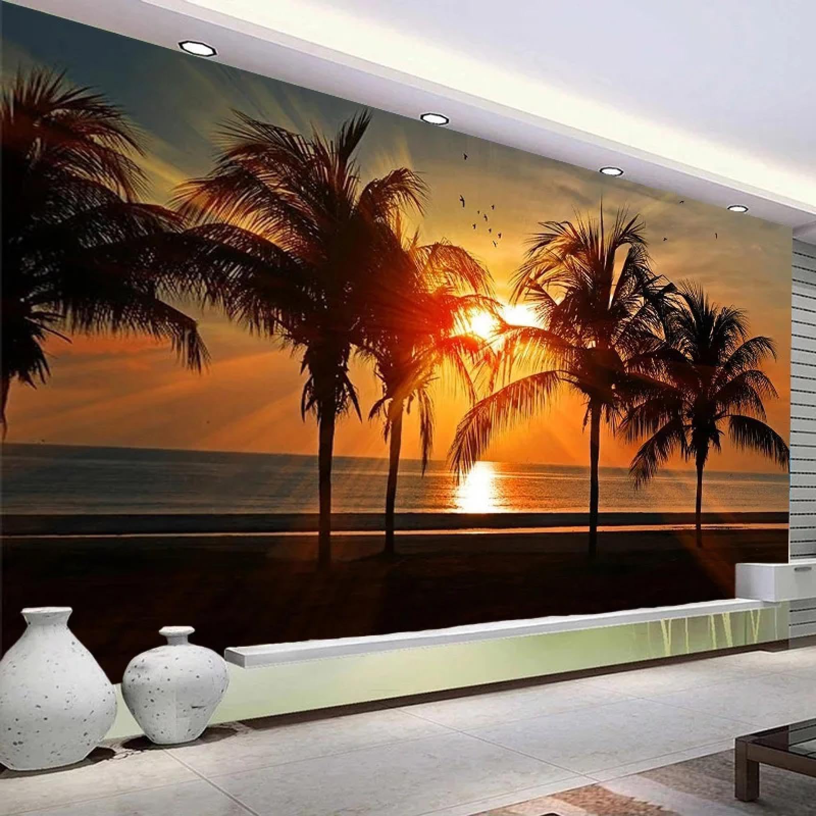 Photo murale 3D plage : masquez les murs ternes de votre salon