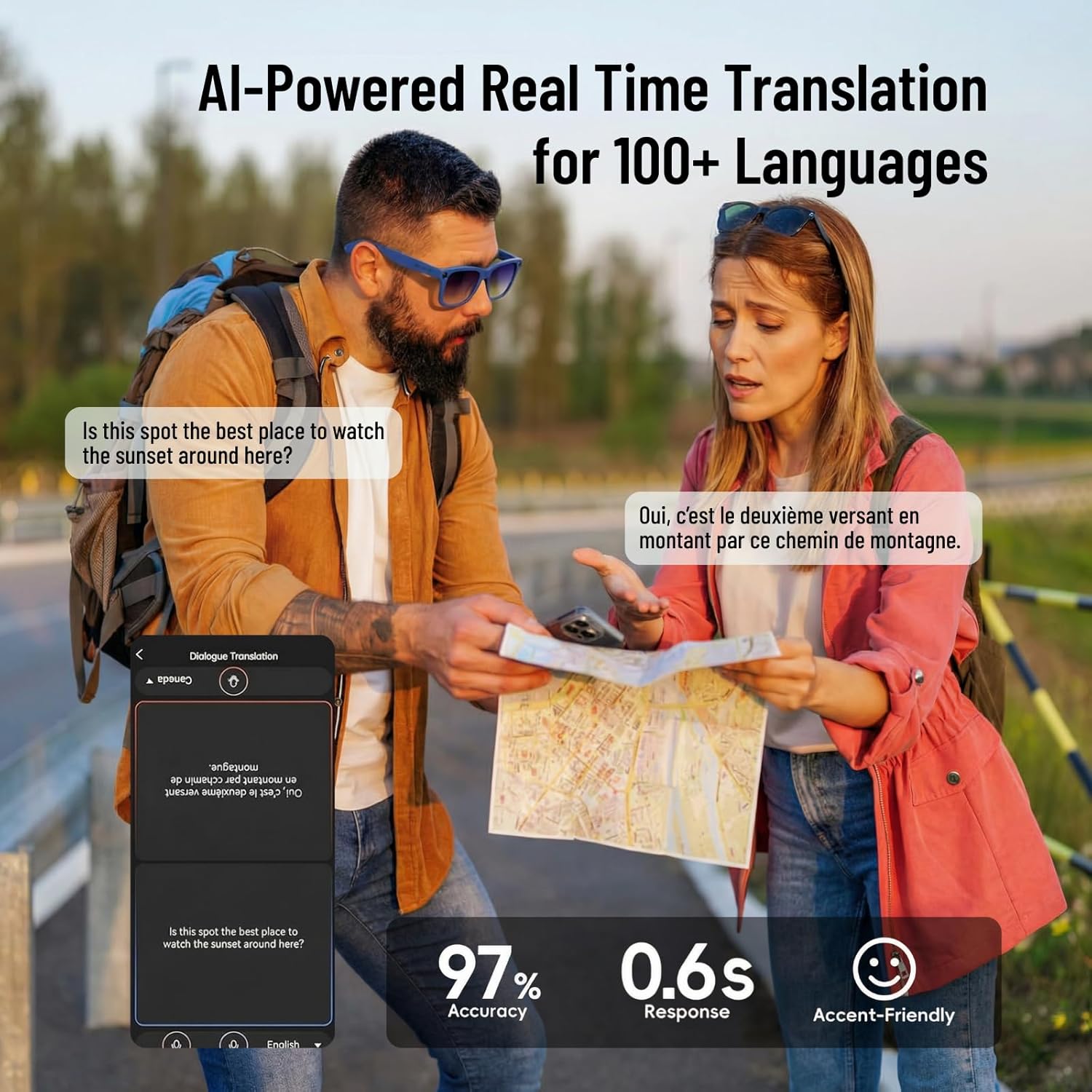 AI Smart Glasses with Camera, 8MP Video Recording Glasses, Real-Time Translation Voice Assistant, Open-Ear Audio, Bluetooth Calling, AI Meeting Notes, Detachable Lenses for Men Women (Black)