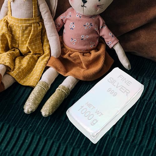 Miniatura 8 de Totority Barras de plata falsas, réplicas de lingotes de ladrillo, accesorios de película brillante, adorno de riqueza Feng Shui, tope de puerta de