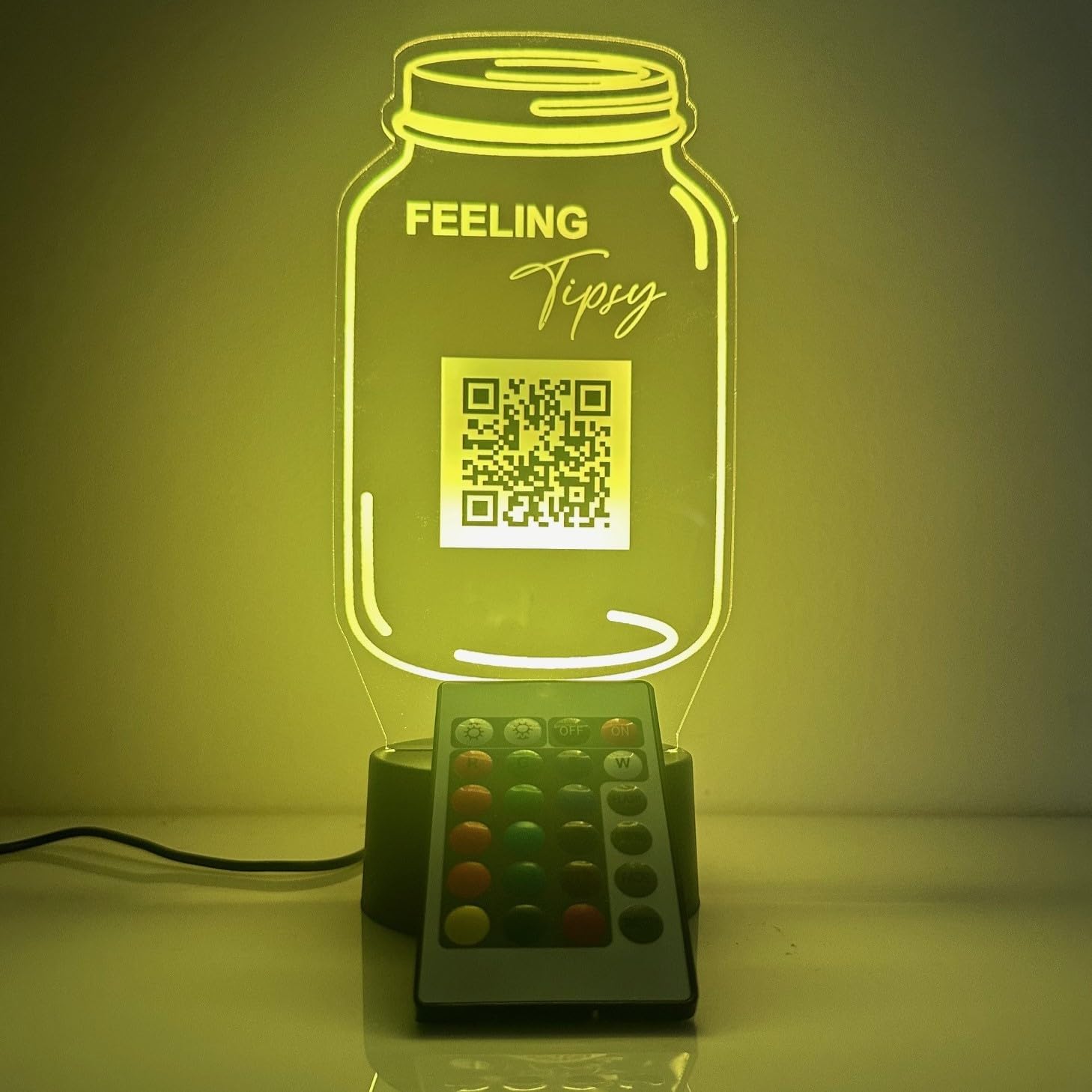 MIRROR MANIA Custom Personalized Wood Light Up LED Night Light Table Lamp Kids, Teens, Adults Room Decor, QR Code Cashless Tip Jar Themed - LED Light Up Gift. 16 Color Options. Made in America.