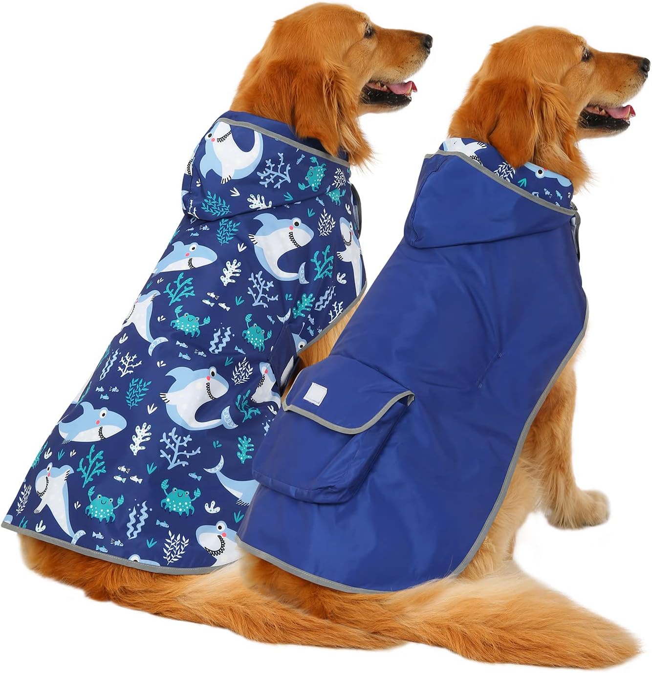HDE Reversible Dog Raincoat Hooded Slicker Poncho Rain