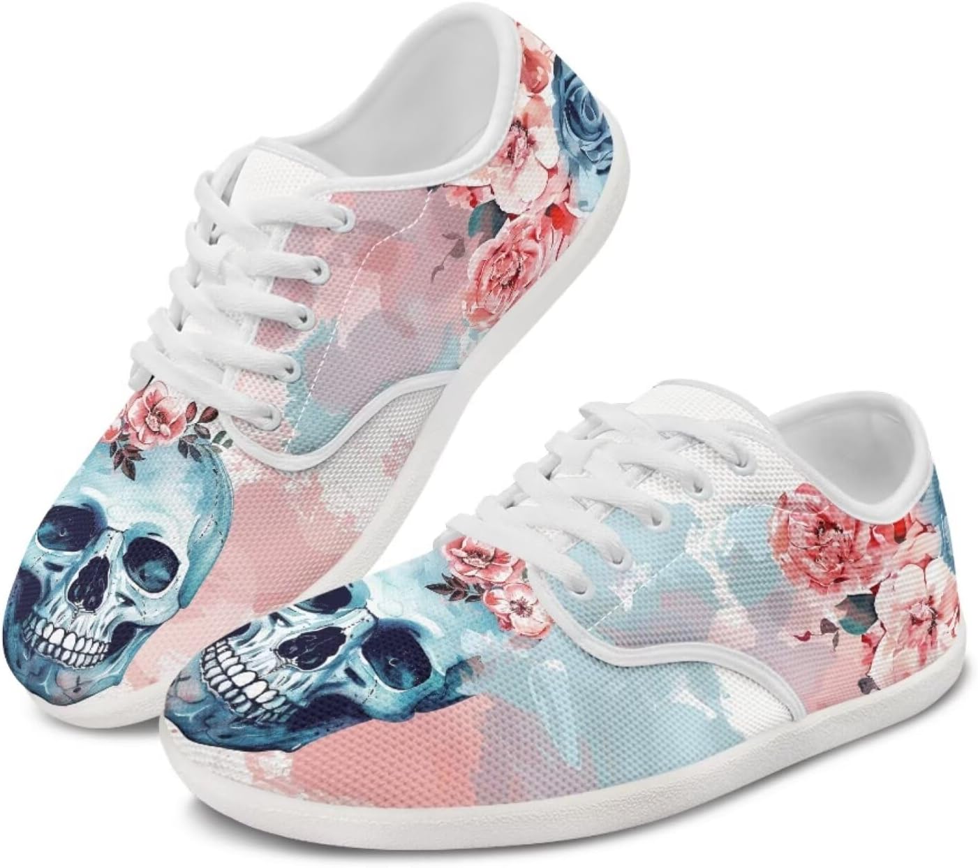 Rose Skull Design Barefoot Minimalist Shoes Womens Zero Drop Wide Width Fashion Sneaker