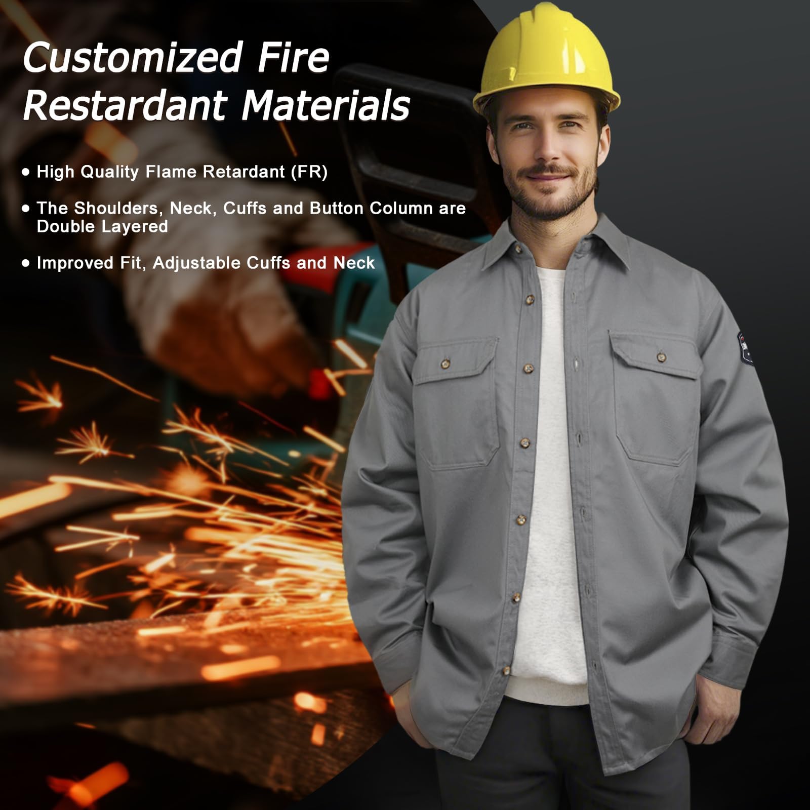 FR Shirts - Camisa de soldadura ignífuga resistente al fuego para hombre, 212.6 g