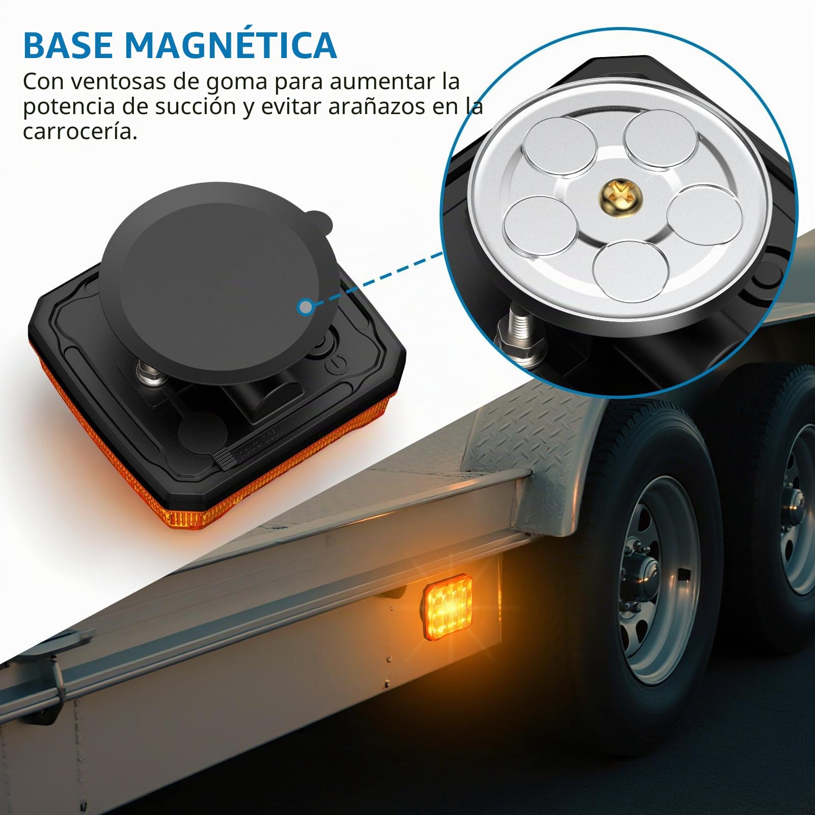 AUTOUTLET Luces de Remolque Inalámbricas 18 Modos Homologado E9 para Coche, Amarilla, Base Magnética con Interruptor para 12V / 24V Automóvil Remolque Camión