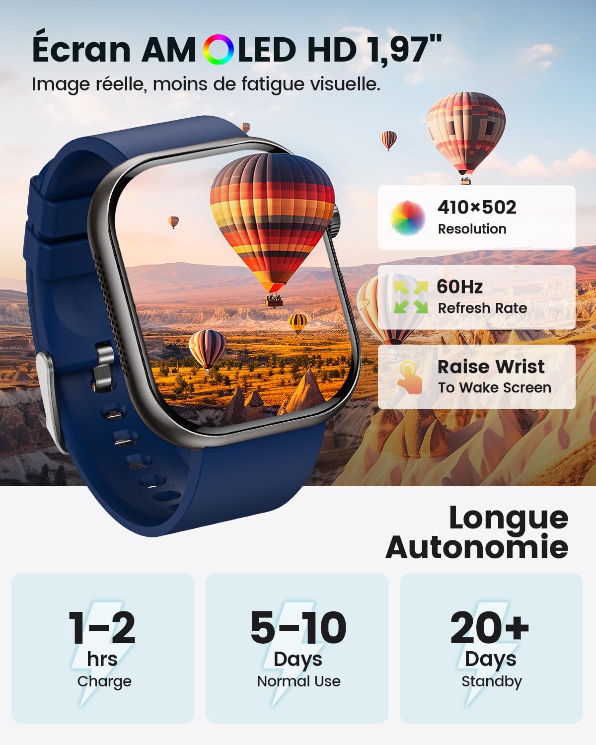 2026 Nouvelle Montre Connectée Homme avec ECG, HRV, 𝐆𝐥𝐲𝐜é𝐦𝐢𝐞, Tension Artérielle, 1,97" AMOLED Montre de Santé avec Suivi 24H la Fréquence Cardiaque, SpO2, Suivi du Sommeil, IMC, iOS Android