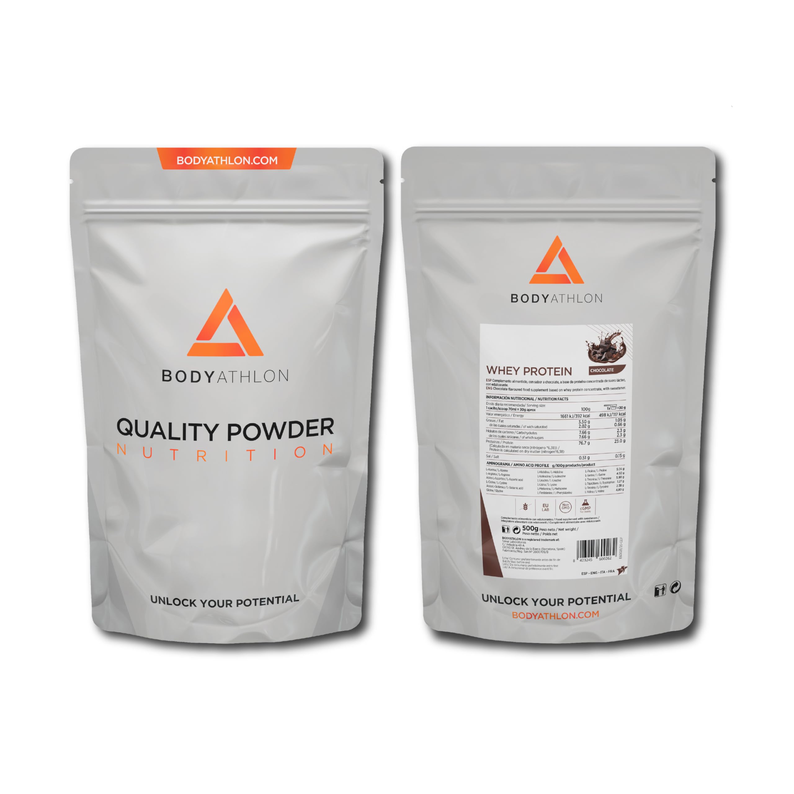 100% Whey Protein – Proteina en Polvo para Ganar Masa Muscular– de Suero de Leche- Protein Masa Muscular - Proteina sin Azucar Sin lecitina de soja- Bodyathlon (2kg, Chocolate)